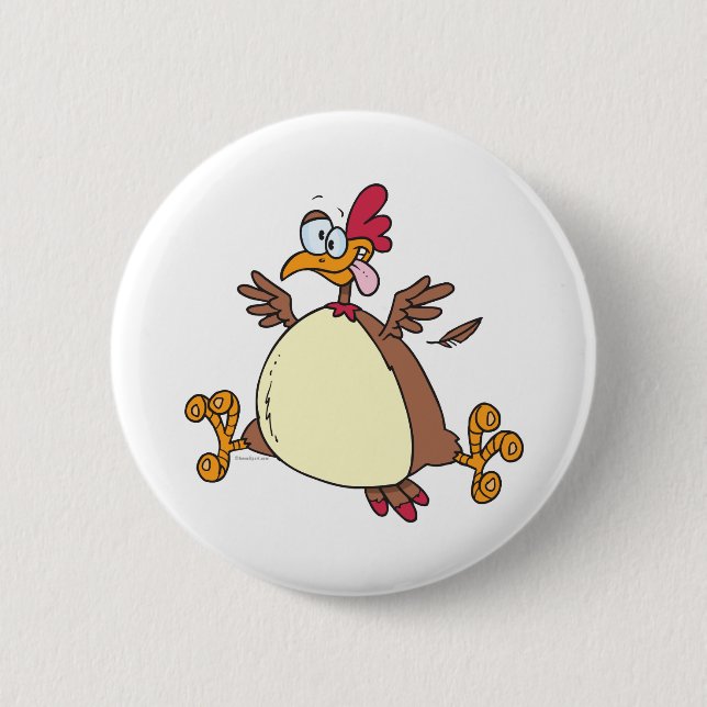 crazy chicken hen cartoon button (Front)