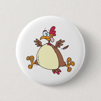 crazy chicken hen cartoon button