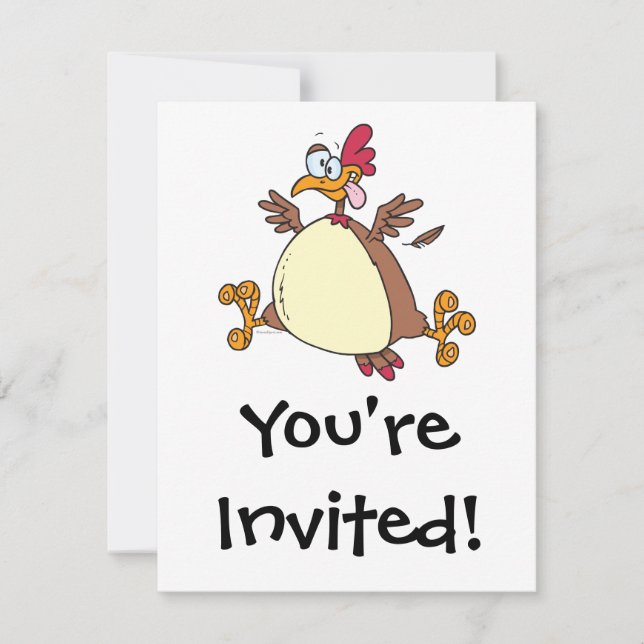 crazy chicken hen cartoon invitation (Front)