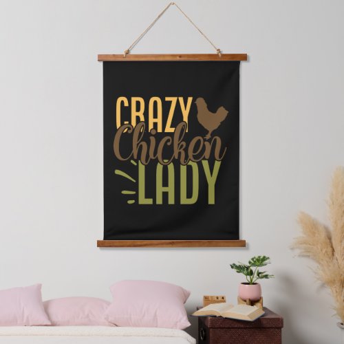 Crazy chicken lady funny hanging tapestry