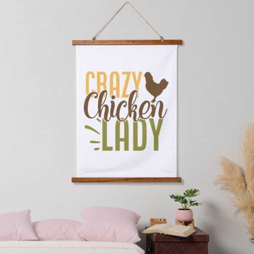 Crazy chicken lady funny hanging tapestry