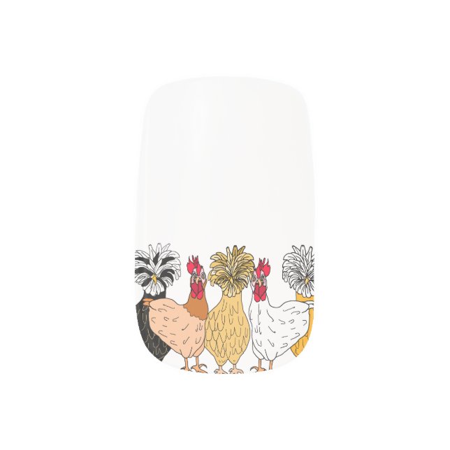 Crazy Chicken Lady Funny Polish Hens Minx Nail Art (Left Thumb)
