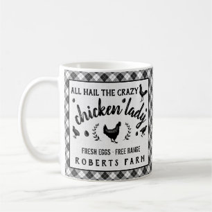 Crazy Chicken Lady Hen Plaid Country Custom Farm Coffee Mug
