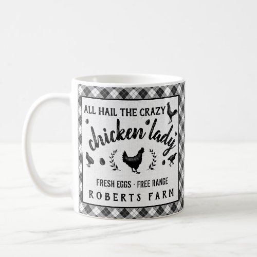 Crazy Chicken Lady Hen Plaid Country Custom Farm Coffee Mug