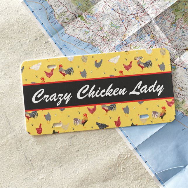 Crazy Chicken Lady l Memphis Style Chicken Farm License Plate (In Situ)