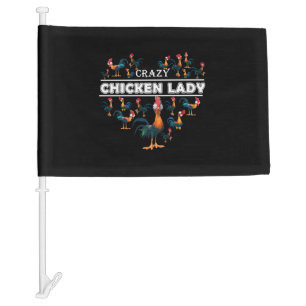 Crazy Chicken Lady, Merry Christmas Chicken Tee Car Flag