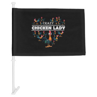 Crazy Chicken Lady, Merry Christmas Chicken Tee Car Flag