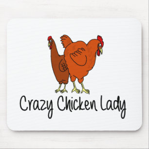 Crazy Chicken Lady Mouse Pad