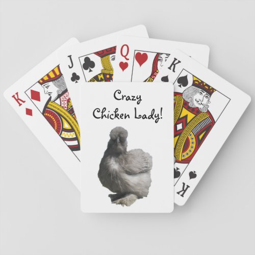 Crazy Chicken Lady Rare Breed Blue Silkie Hen Playing Cards