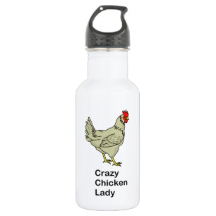 Crazy Chicken Lady Water Bottle