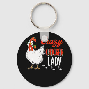 Crazy Chicken Lady Women Farming Farmer Keychain