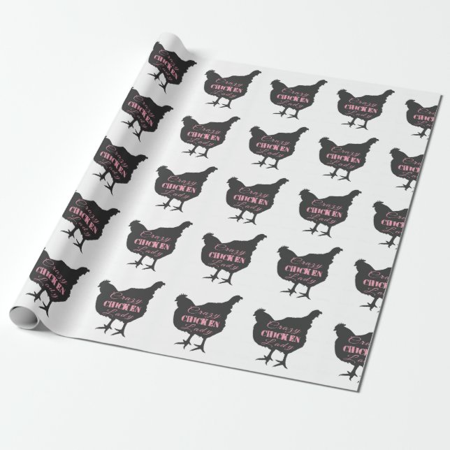 Crazy Chicken Lady Wrapping Paper (Unrolled)