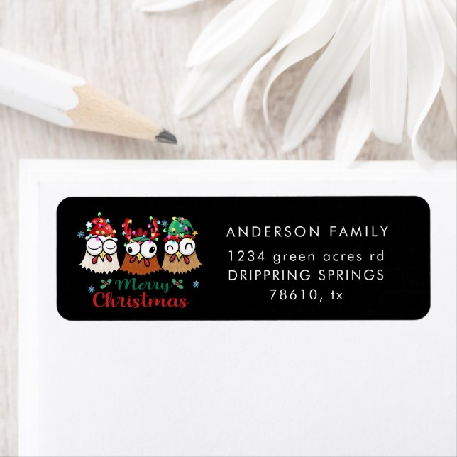 Crazy Chicken Merry Christmas Return Address Label (Insitu)