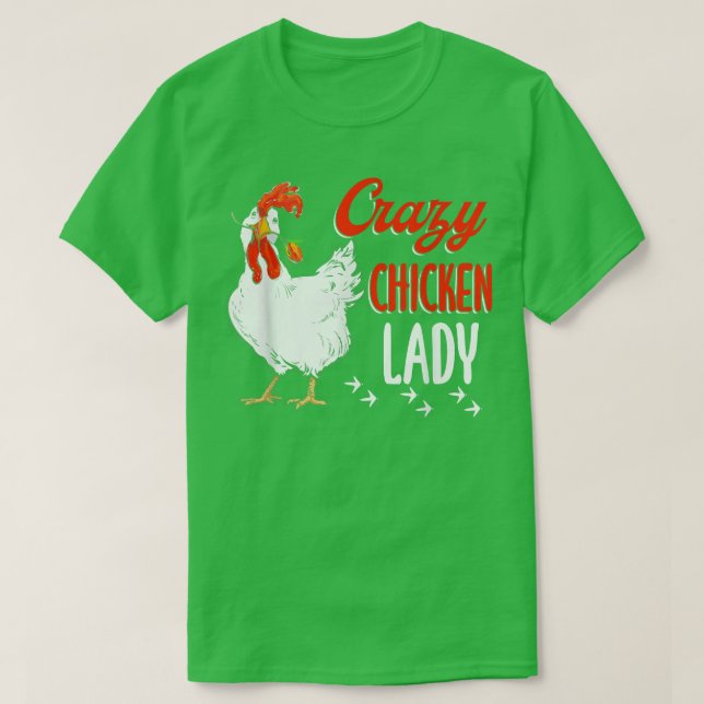 Crazy Chicken Women Lady Farming Farmer  T-Shirt (Design Front)