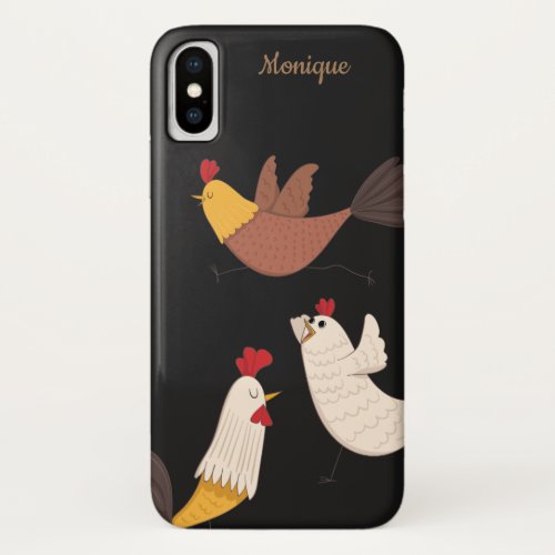 crazy chickens modern farmhouse monogram Case_Mate iPhone XS Case