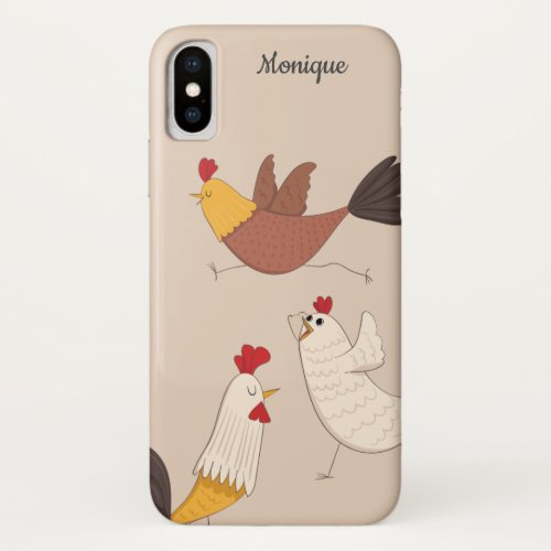 crazy chickens modern farmhouse monogram iPhone XS case