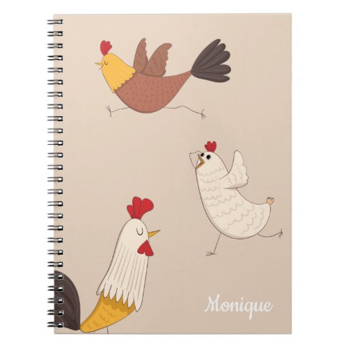 crazy chickens modern farmhouse monogram notebook