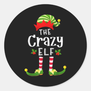 Crazy Christmas Elf Matching Pajama X-mas Party  Classic Round Sticker