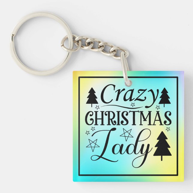 Crazy Christmas Lady-45322 Keychain (Front)