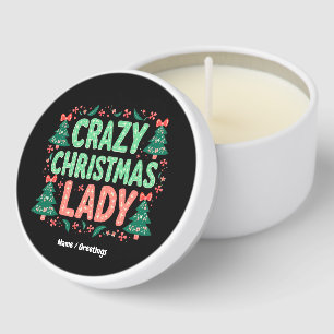 Crazy Christmas Lady Funny Holiday Gift for Women Mini Candle Favors