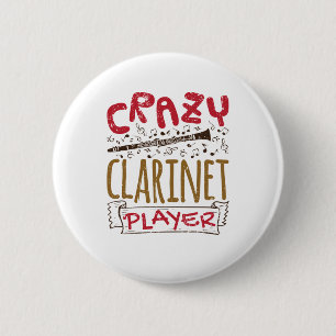 Crazy Clarinet Player Clarinetist Button