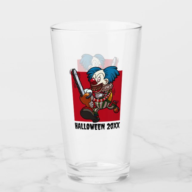 Crazy Clown Add The Year Halloween Party Cartoon Glass (Front)