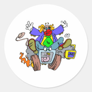 Crazy Clown Guy Classic Round Sticker