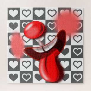 Crazy Clown & Hearts Jigsaw Puzzle