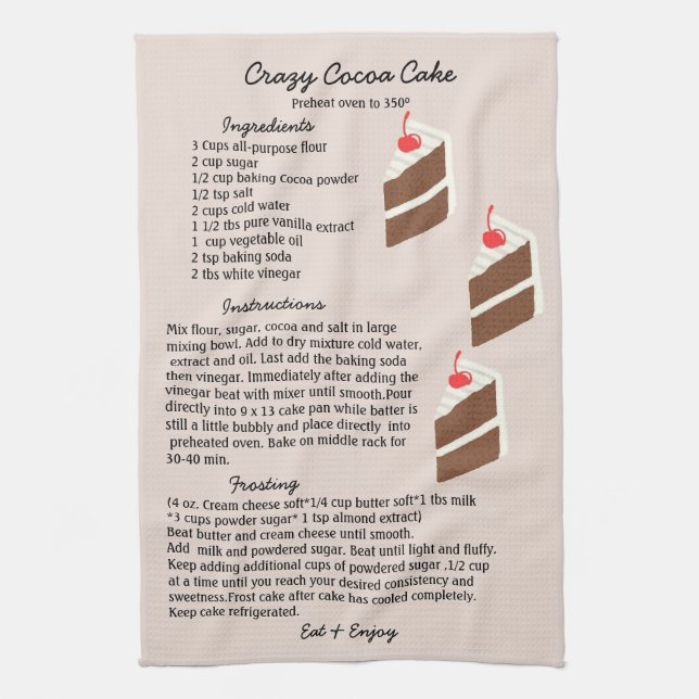 Crazy Cocoa Cake Recipe Kitchen Towel (Vertical)