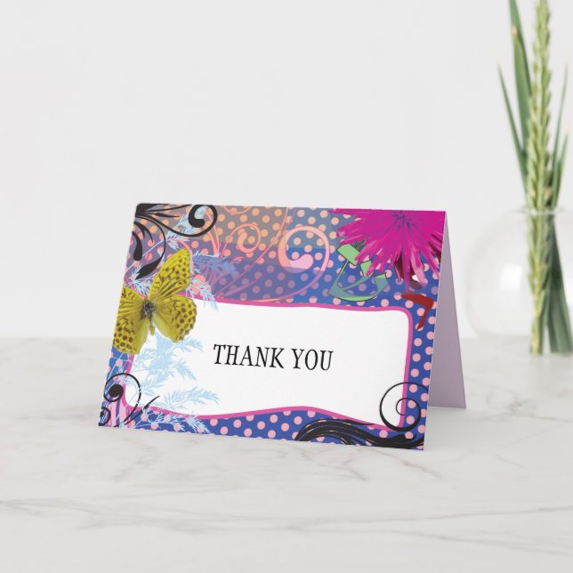 CRAZY COLLAGE Bat Bar Mitzvah Thank You Card (Front)