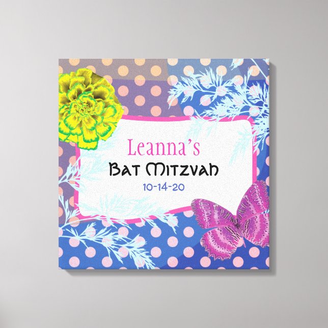 CRAZY COLLAGE Bat Mitzvah Sign-In Memory Board Canvas Print (Front)