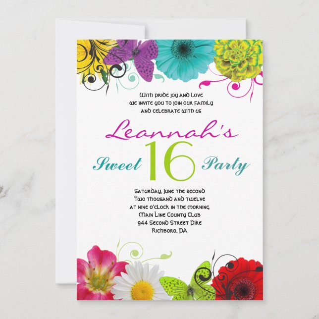 CRAZY COLLAGE Sweet 16 Sixteen Invitation (Front)
