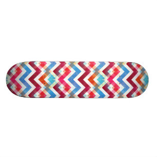 Crazy Colorful Chevron Stripes Zig Zags Pink Blue Skateboard