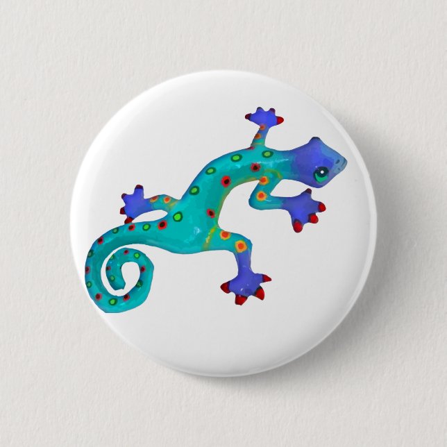Crazy Colorful Lizard Button (Front)