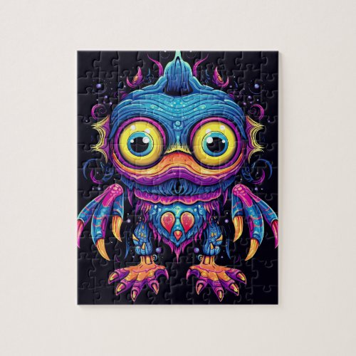 Crazy Colorful Monster Doodle Pattern Jigsaw Puzzle
