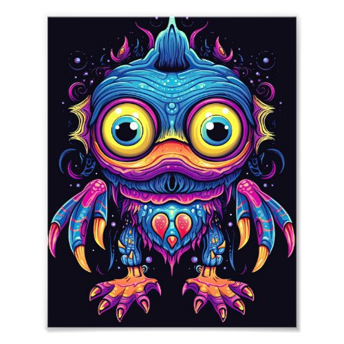 Crazy Colorful Monster Doodle Pattern Photo Print