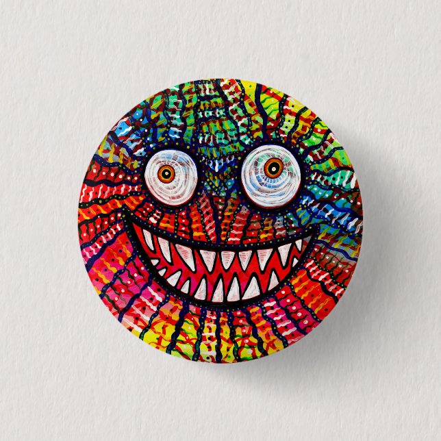 Crazy Colorful Monster Smile Button (Front)