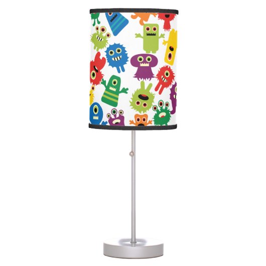 Crazy Colorful Monsters Kids Table Lamp (Front)