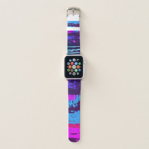 Crazy colorful splatter art purple pink and blue  apple watch band