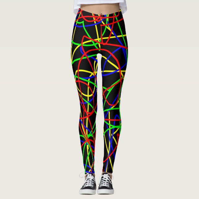 Crazy Colorful Squiggles Leggings (Front)