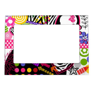 Crazy colors collage magnetic picture frame