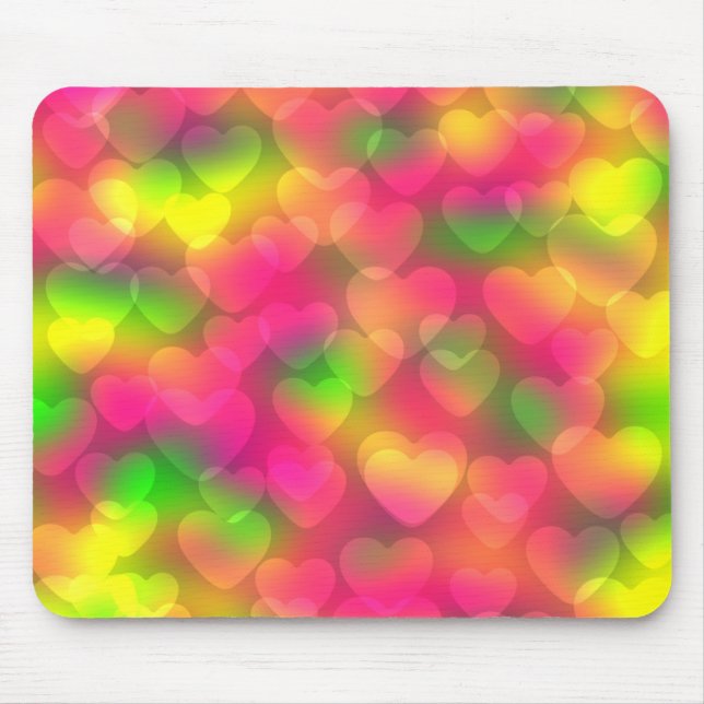 Crazy Colors Heart Bokeh-Computer Mousepad (Front)