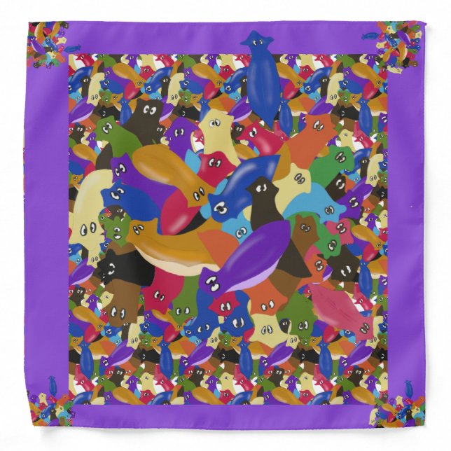 Crazy Colourful Cross eyed planarian Bandana (Front)