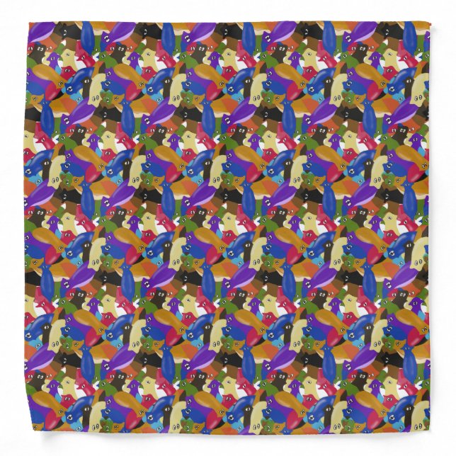 Crazy colourful cross eyed planarians bandana (Front)