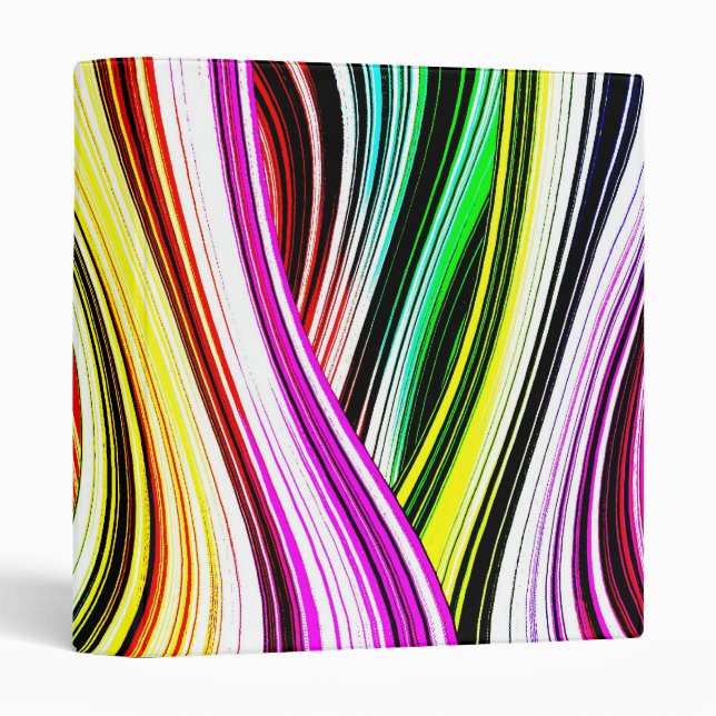 Crazy Cool Colorful Lines 3 Ring Binder (Front/Spine)