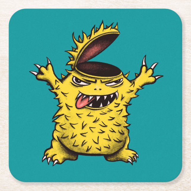 Crazy Cool Evil Character Square Paper Coaster (Front)