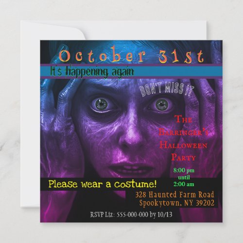 Crazy Cool Halloween Party  Invitation