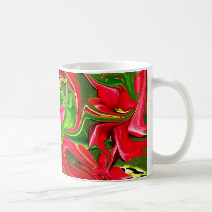 Crazy cool red green abstract painted mug