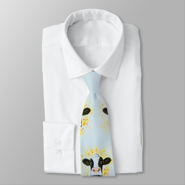Crazy Cow Face Neck Tie (Tied)