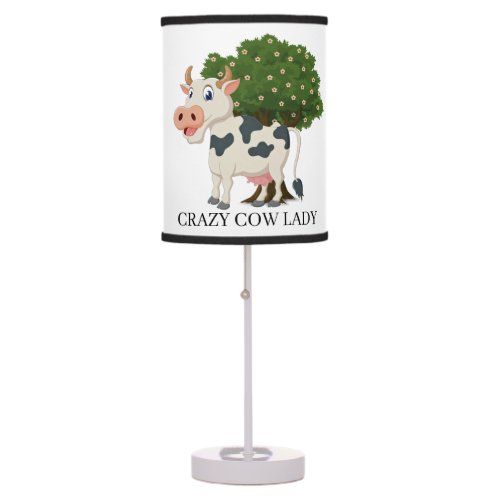 Crazy cow lady add text decor table lamp